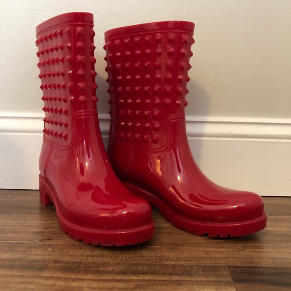 Dirty Laundry Shoes - Dirty Laundry red studded rain boots